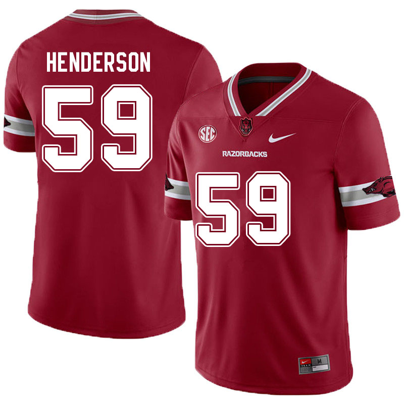 Men #59 Eli Henderson Arkansas Razorbacks College Football Jerseys Sale-Alternate Cardinal